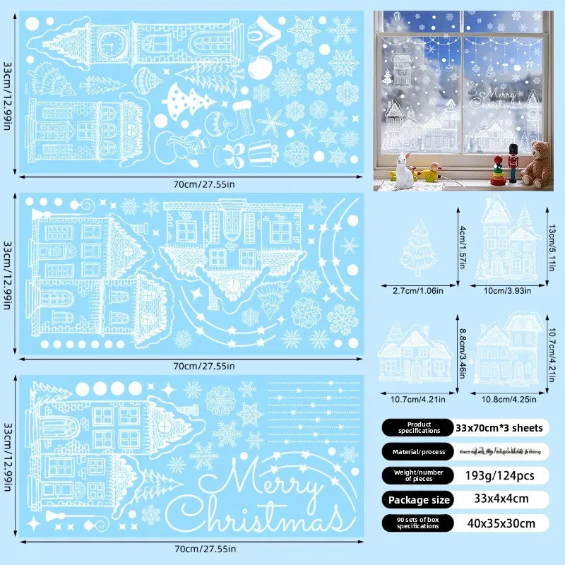 White House Christmas Window Stickers Christmas Snowflakes Shopping Mall Window Decorations Glass Electrostatic Stickers Quake S32