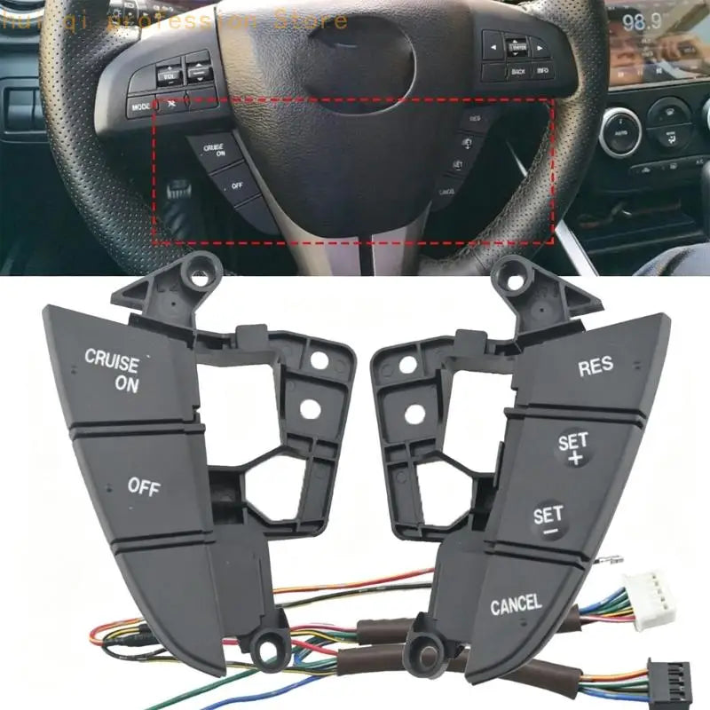 Steering Wheel Button Repair Set with Wiring Leads, Replacement Panels for Worn Interior Access Parts in Selected Vehicles and Quake
