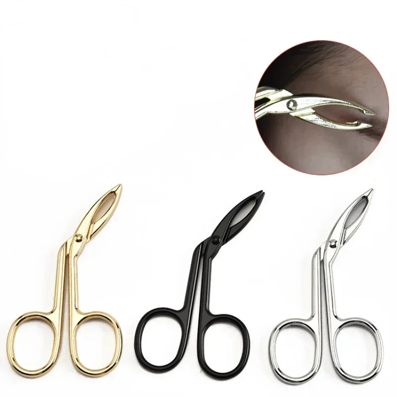 New Elbow Eyebrow Pliers Clip Scissors Tweezers Straight Pointed Stainless Steel Eyebrow Plucking Makeup Beauty Tools Quake