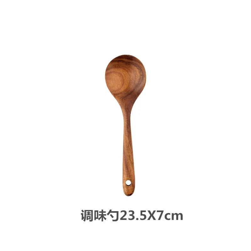 Teak Wooden Spatulas Kitchen Utensils Cooking Utensil Eco-Friendly Wood Spatula for Non Stick Cookware Quake 23.5x7cm