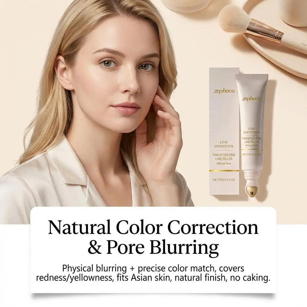 Instant Wrinkle Filler & Pore Eraser Makeup Primer Smooth Skin Base Cream with Rollerball Applicator for Face Eye Fine Lines Quake