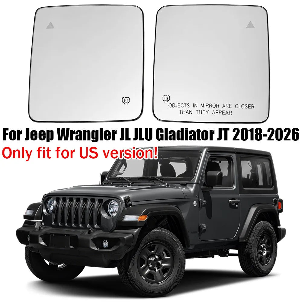 For Jeep Wrangler JL JLU JT 2020-2026 1x Left Right Side with Heated BSD Blind Spot Rearview Mirror Glass Door Wing Lens Car Quake