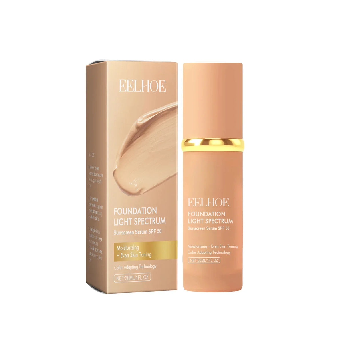 EELHOE Color-Changing Foundation & Concealer Hydrating Youth-Glow Natural Coverage Moisturizing Non-Cakey Skin-Like Finish Quake