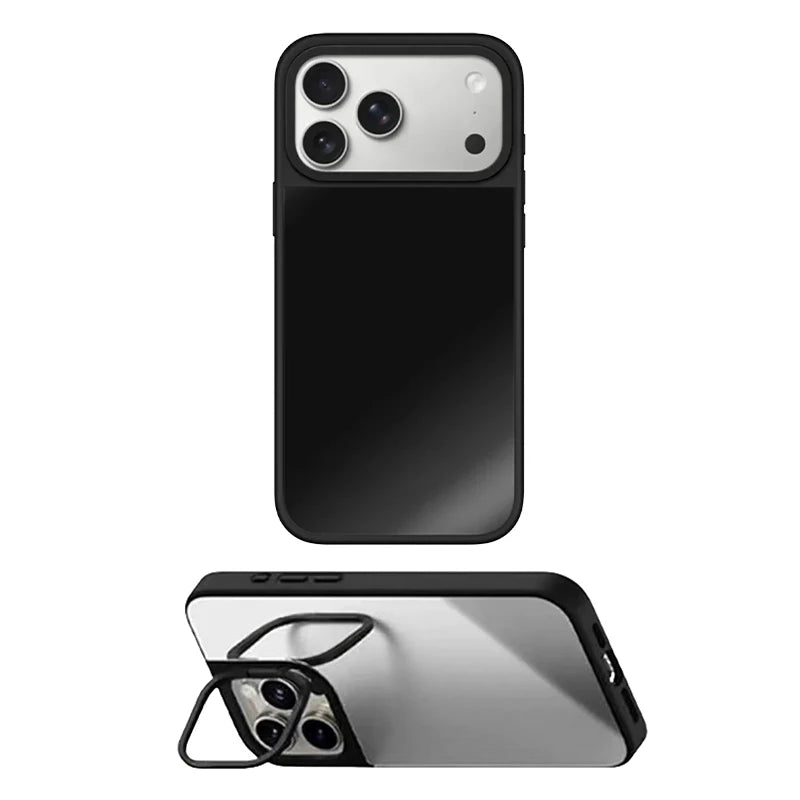 Plain Pure Mirror Surface Magnetic Phone Case Cover for IPhone 12 13 14 15 16 17 18 Pro Max Case with Camera Ring Stand Quake