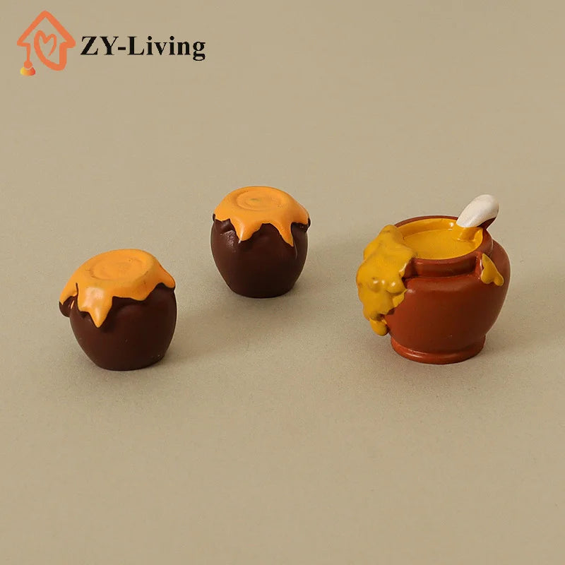 3Pcs 1/12 Dollhouse Simulation Honey Jar Set Dollhouse Miniature Kitchen Food Decoration Dolls House Accessories Quake