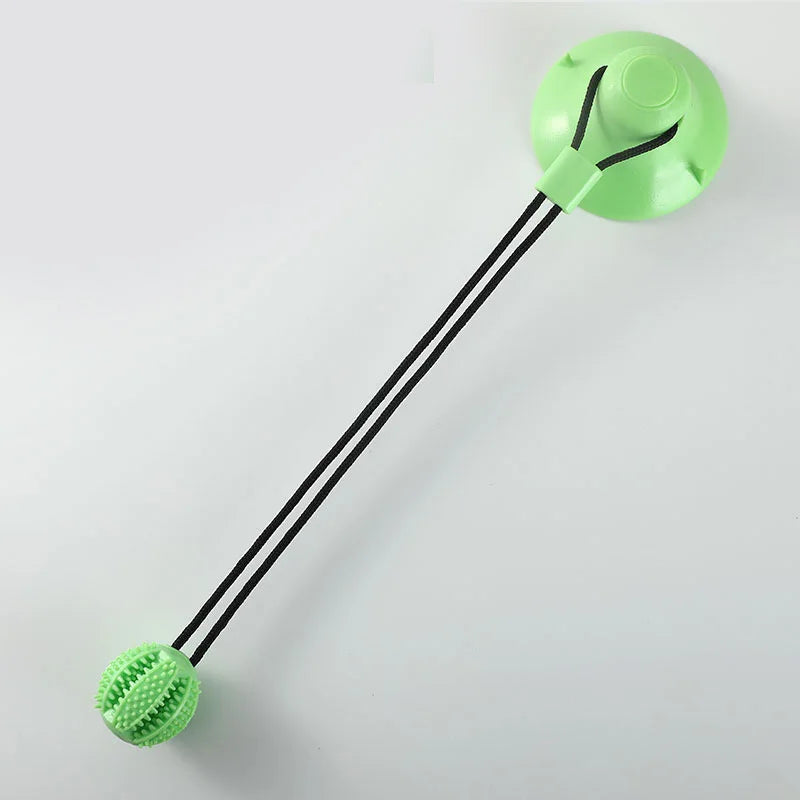 Interactive Suction Cup Dog Toy with Sound and Treat Dispensing - Durable Rubber Ball for Training and Tug-of-War Fun Quake Green