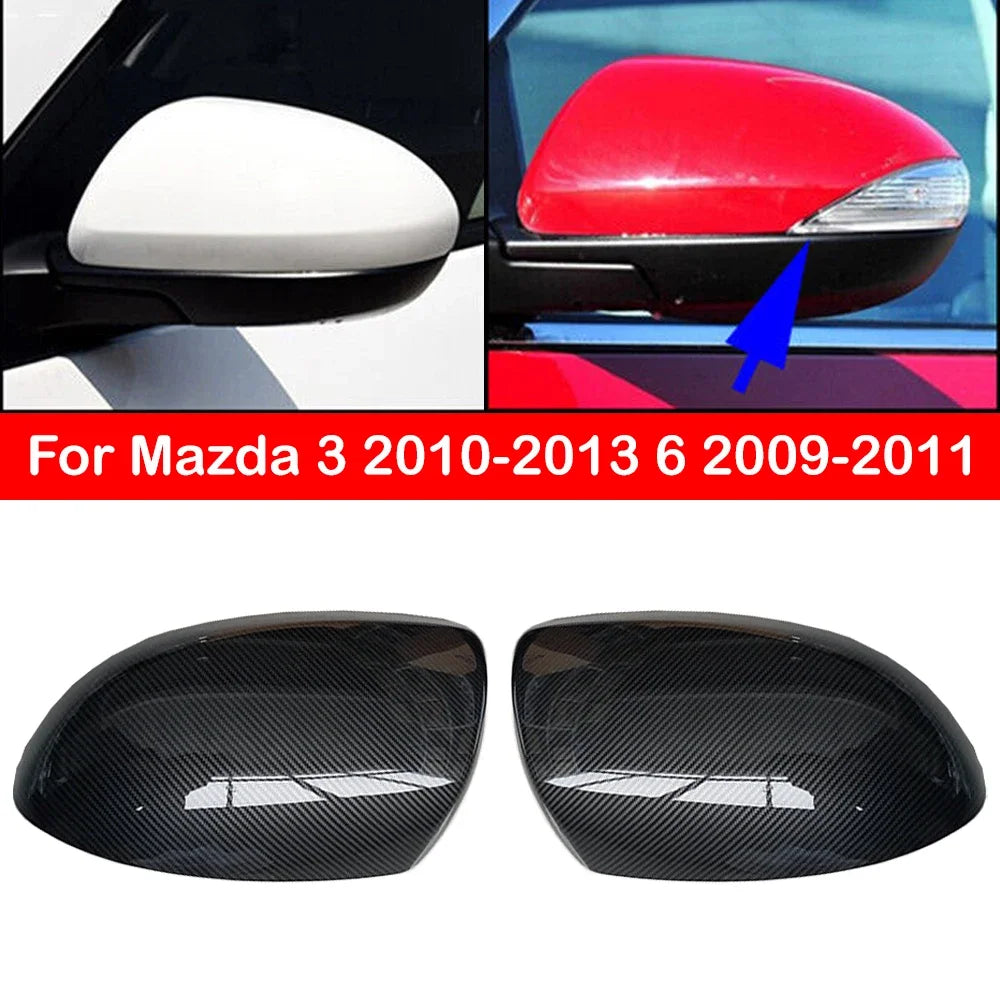 For Mazda 3 2010-2013 6 2009-2011 Car Replacement Rearview Side Mirror Cover Wing Cap Car Exterior Door Case Trim Carbon Fiber Quake