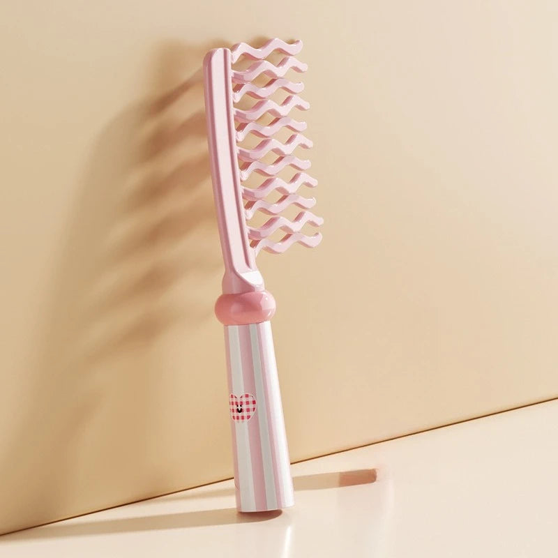 Wave Double Teeth Volumizing Curling Comb Anti-static Scalp Massage Styling Brush for Salon Hair Root Fluffy Hairstyle Quake
