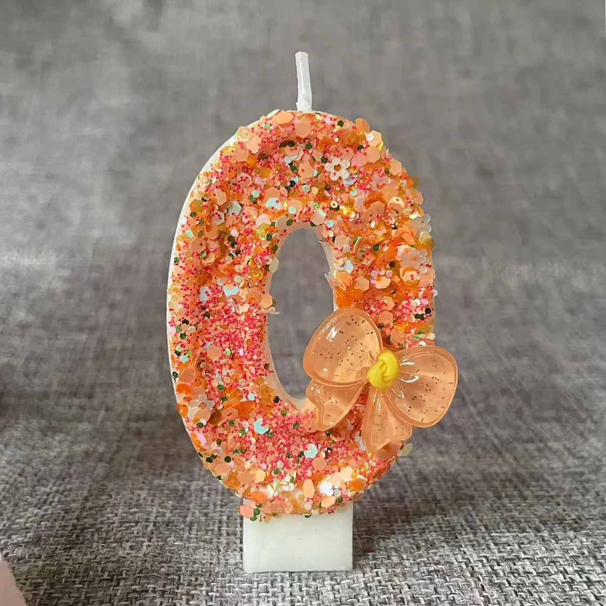 Birthday Candle Bow Orange Creative Ceremony Surprise Digital Decoration Candle Flower Style Quake A