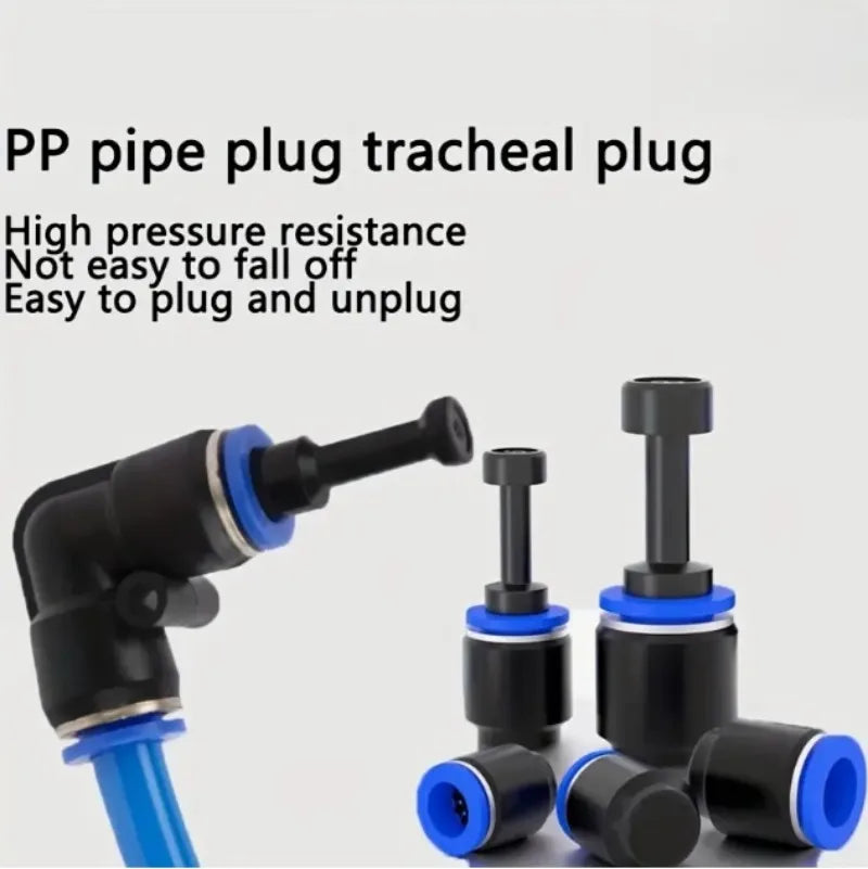 3/5 Pcs PP Pneumatic Connector Quick Plug Plastic Plug Pipe Plug PP 4mm 6mm 8mm 10mm 12mm 14mm 16MM Air Hose Sealing Connector Quake