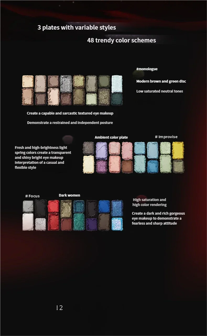 Natural Color Eyeshadow Palette, Matte Beads, Bright Film, Cosplay Makeup, Color Eyeshadow, Chameleon Stage CO:03 Quake