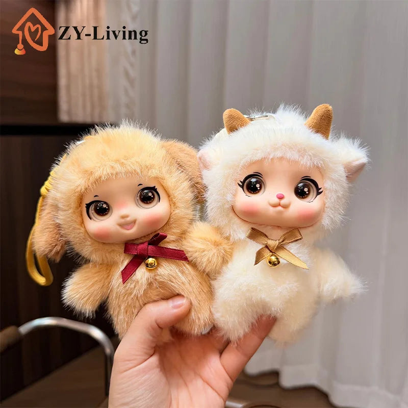 1Pcs Cute Family Series Animals Vinyl Face Plush Forest Doll Pendant Backpack Decoration Gifts Quake