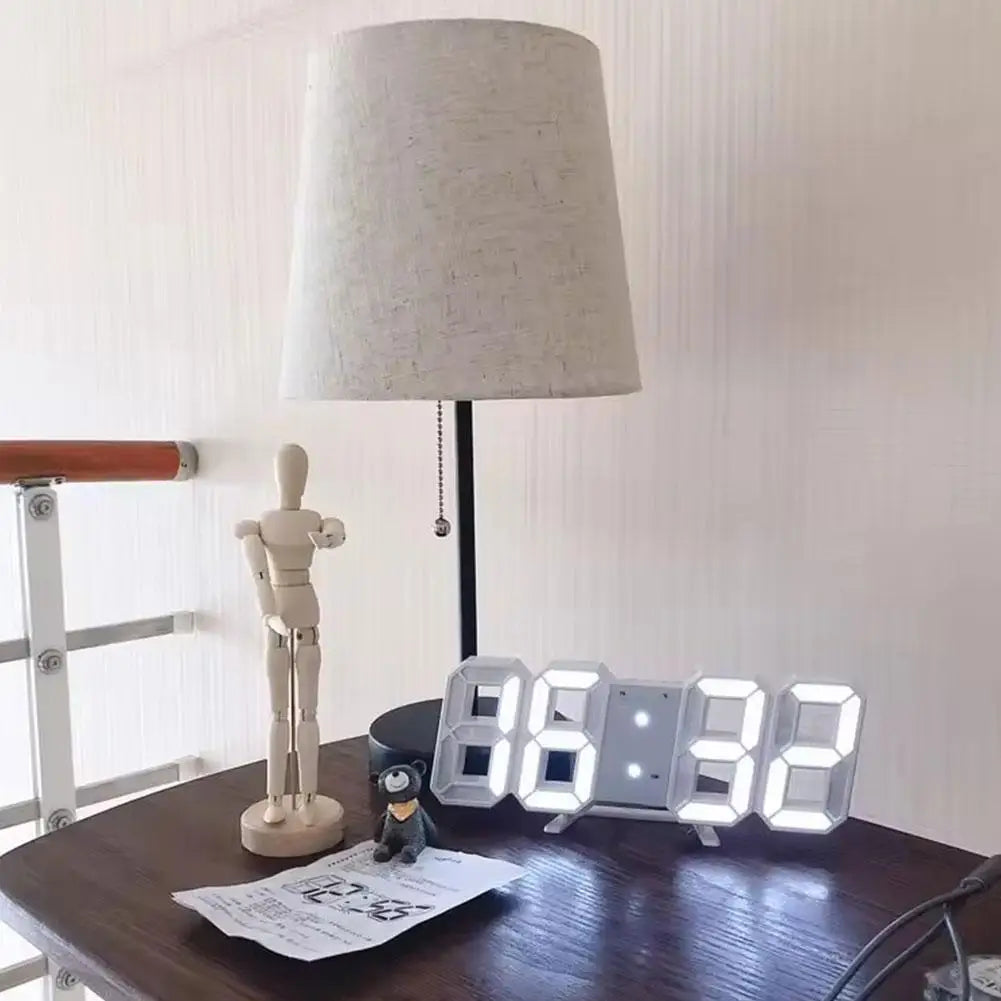 3D Digital LED Alarm Clock Wall Mounted Desktop Clock Time Date Temp Display Auto Dimming Sound Control Home Decor 3D Digital Quake