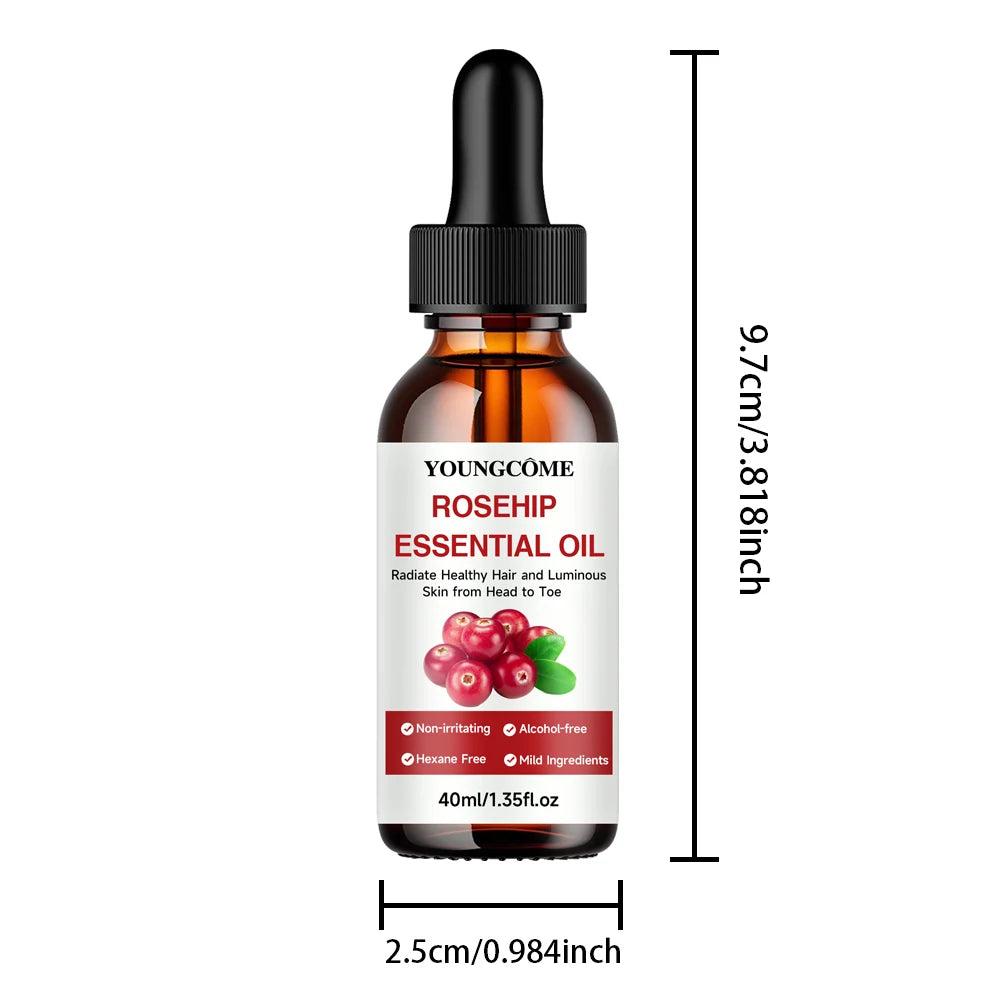Pure Rosehip Essential Oil Fade Fine Line Lifting Firming Repair Moisturizing Whitening Nourishing Skincare Oil for Hair Face Quake 40ml Other