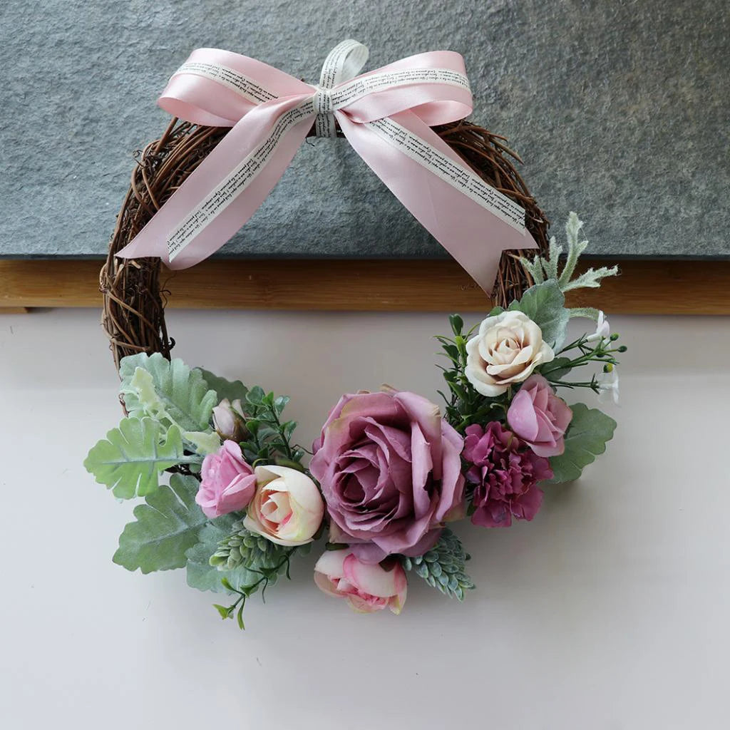 Wedding Decoration Artificial Rose Wreaths Flowers Rattan Garland Rustic Style for Door Wall Chair Decor Quake