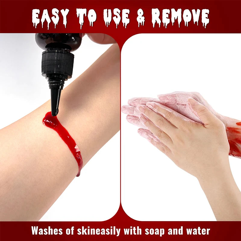 Halloween Plasma Spray Create Realistic Blood Effects Horror Fake Blood Spray Halloween Cosplay Makeup Washable Eye Blood Drops Quake