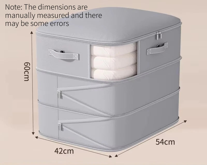 1PC Twill See Through Vacuum Storage Compression Bag Large Capacity for Quilt Down Jacket Clothes Wardrobe Organization Quake Gray-3 Layers