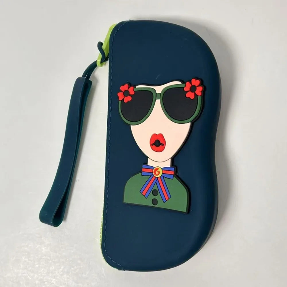 New Multifunctional Glasses Bag Waterproof Silicone Small Items Bags Dustproof Cosmetic Bags Quake Green-no flowers-