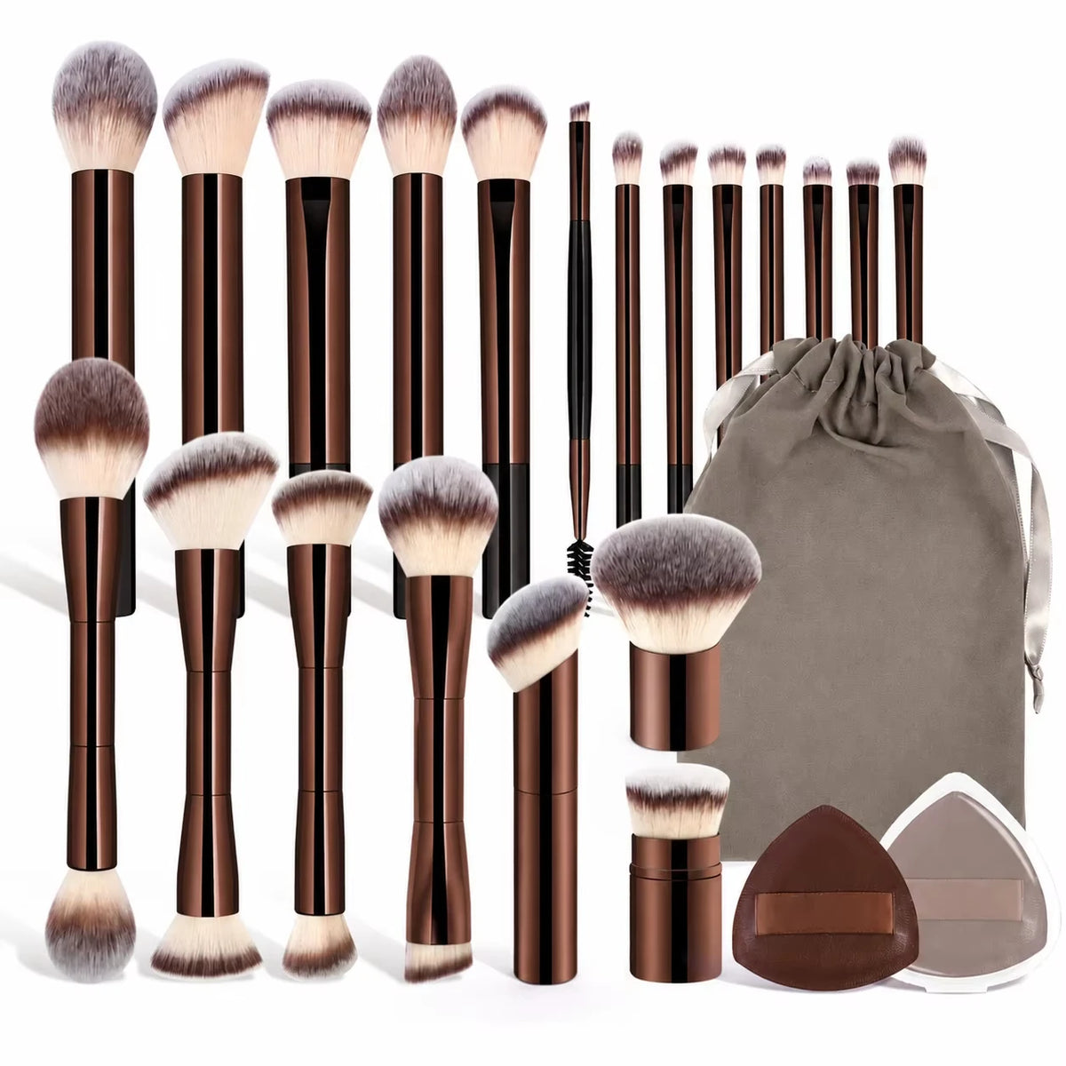 Professional Makeup Brush Set with Aluminum Handles and Soft Synthetic Bristles for Foundation, Powder, Blush, Contour, Eyeshado Quake 23 Pcs