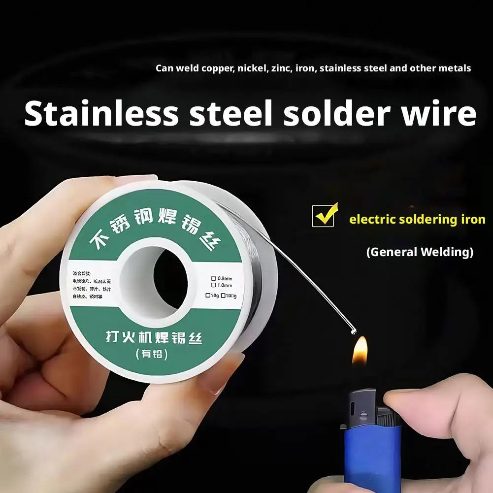 High Purity Stainless Steel Solder Wire New Universal Tin Wire for Lighter Soldering Iron Welds Copper Nickel Zinc Iron Home Use Quake