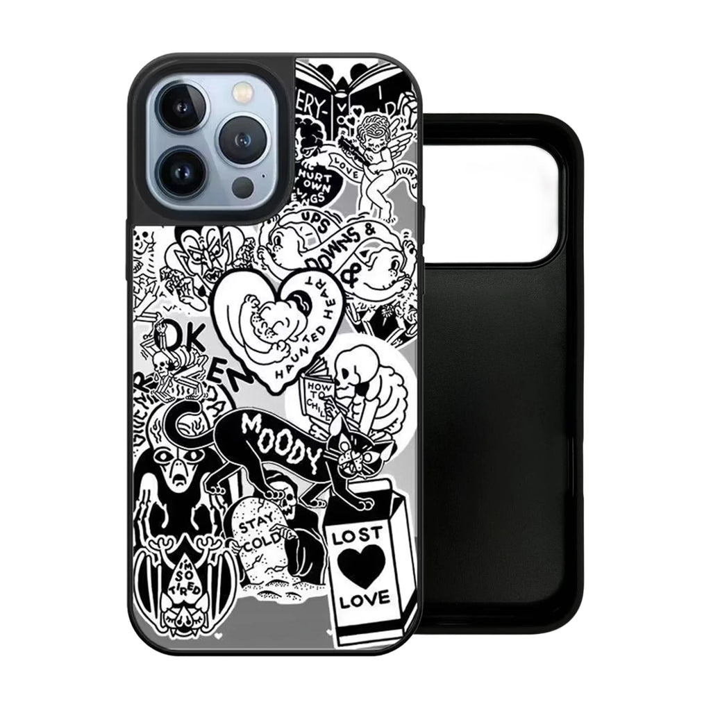 Stay Cold Skeleton Pattern Mirror Surface Magnetic Phone Case Cover for IPhone 13 14 15 16 17 18 Pro Max Case Quake mirror (no magsafe) iPhone 12 Pro Max