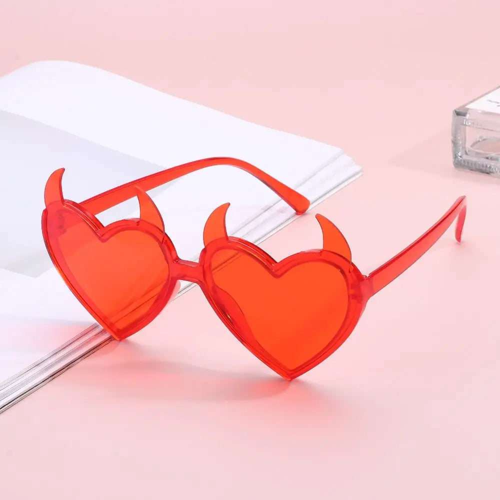 Devil Ears Heart Shape Sunglasses for Women Men Trendy UV Protection Sun Glasses Novel Party Halloween Cosplay Glasses Quake