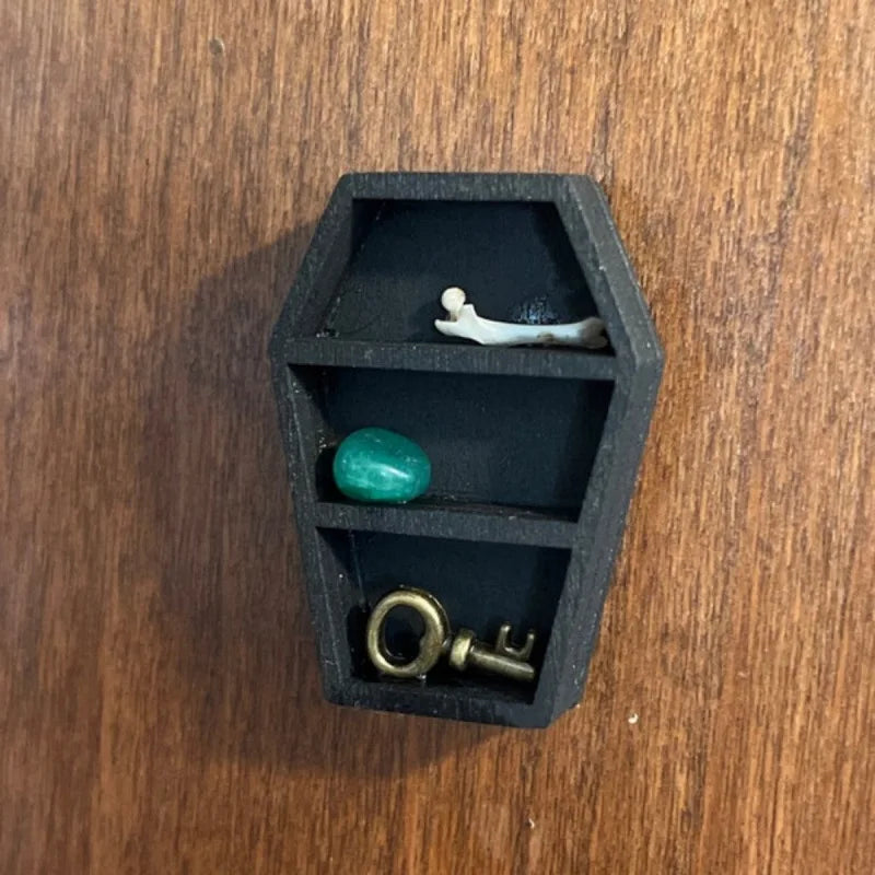 Miniature Trinket Shelf Wooden Mini Jewelry Rack for Storing Ornaments Mineral Specimens Quake