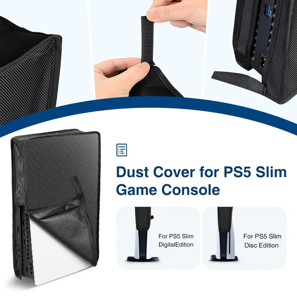 PS5 Slim Dust Protector Custom Designed Compatible with DualSense5 Slim Disc & Digital Edition with Thick Cotton Quake