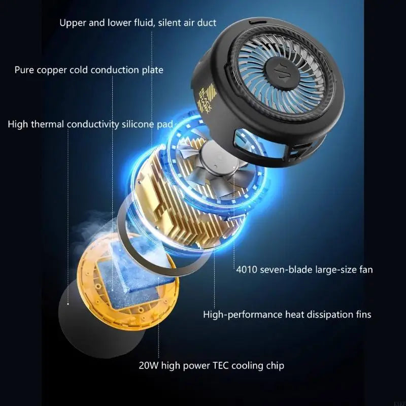 Gaming Phone Fan with Round Housing and Quick Attach Design for Streaming, Charging, Recording, and Daily Device K1KF Quake