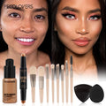 12 Pcs/set Latte Makeup Full Face Base Bundle, Liquid Foundation Contour Stick, Blendable Buildable Coverage Makeup Kit Quake SET 01
