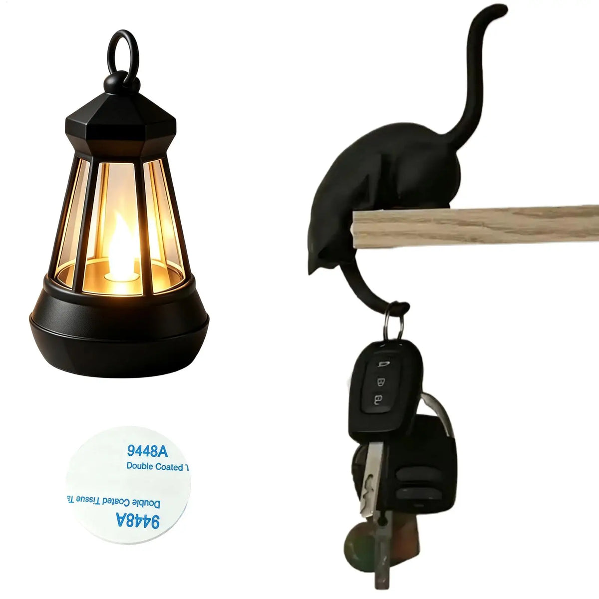 Library Lantern Cat 3D Printed Edge Sitting LED Battery Lights Shelf Reading Decor for Home Office School Study Room Readers Quake