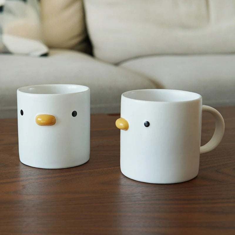 400ML Ceramic Cup with Handle Cartoon Chicken Shaped Water Cup Children's Cute Ceramic Coffee Cup Breakfast Milk Water Cup Quake
