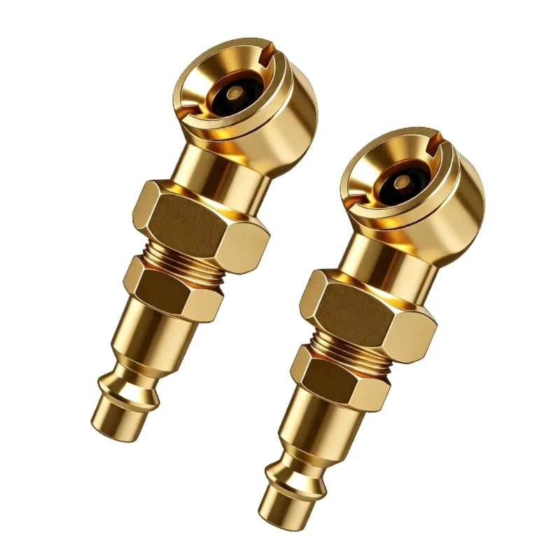 Pack Of 2 Heavy Duty Brass Tire Air Chucks with Double Connection Suitable for Car Motorcycle Bike Truck Industrial Use H8WE Quake