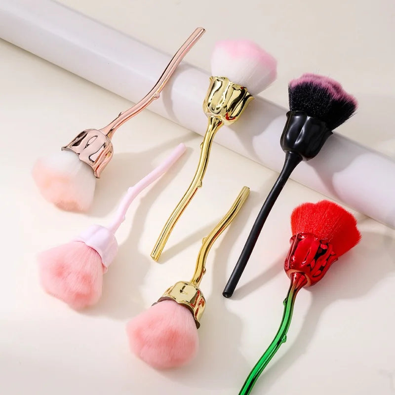 Rose Flower Shape Makeup Brush Round Makeup Loose Powder Brushes Manicure Nail Polishing Dust Removal Brush Beauty Make Up Tools Quake