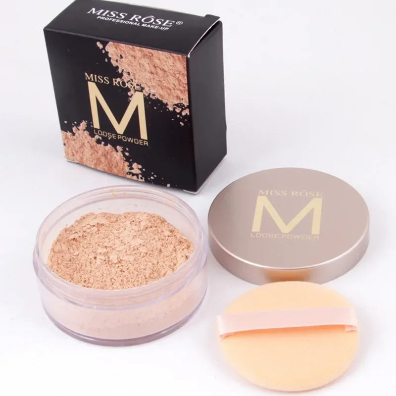 MISS Rose-Translucent Loose Setting Powder, Oil Control, Long Lasting, Lightweight, No Cakey Pores and Redness, Makeup Quake