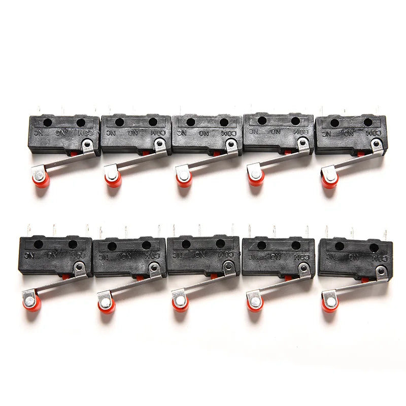 10Pcs Micro Roller Lever Arm Open Close Limit Switch KW12-3 PCB Microswitch Quake