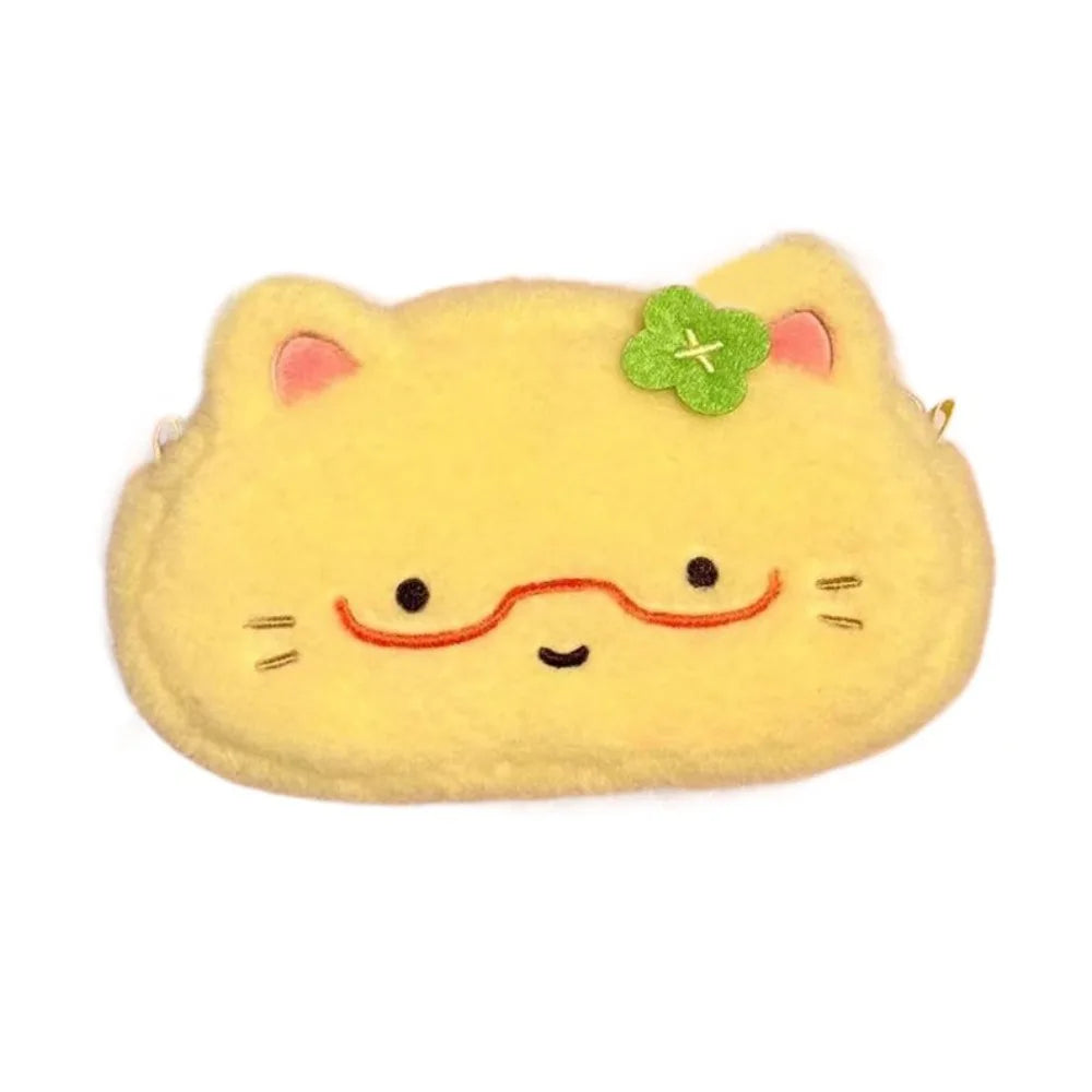 Creative Omelette Kitten Pen Bag Large Capacity Pencil Case Cartoon Multifunctional Stationery Bag School Quake No pendant
