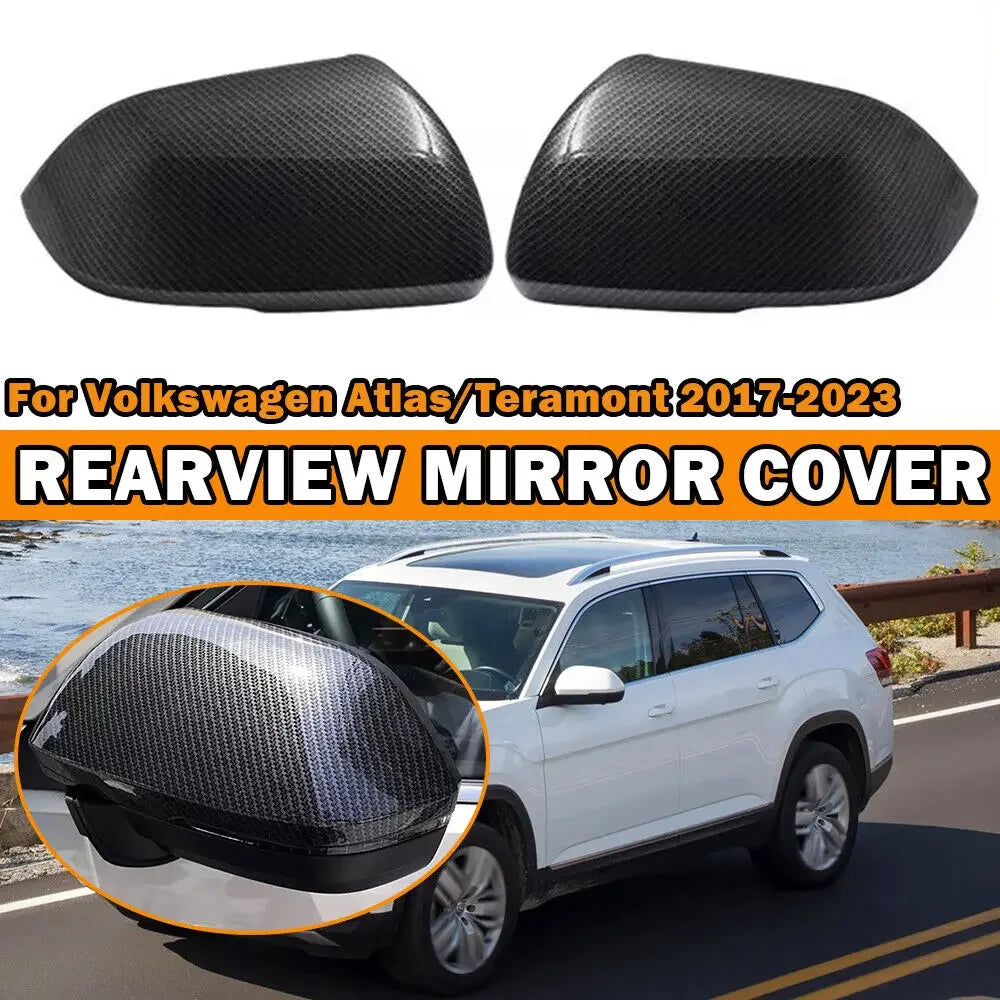 For Volkswagen VW Atlas Teramont 2017-2023 Car Sticker Rearview Side Mirror Cover Wing Cap Exterior Door Rear View Case Trim Quake