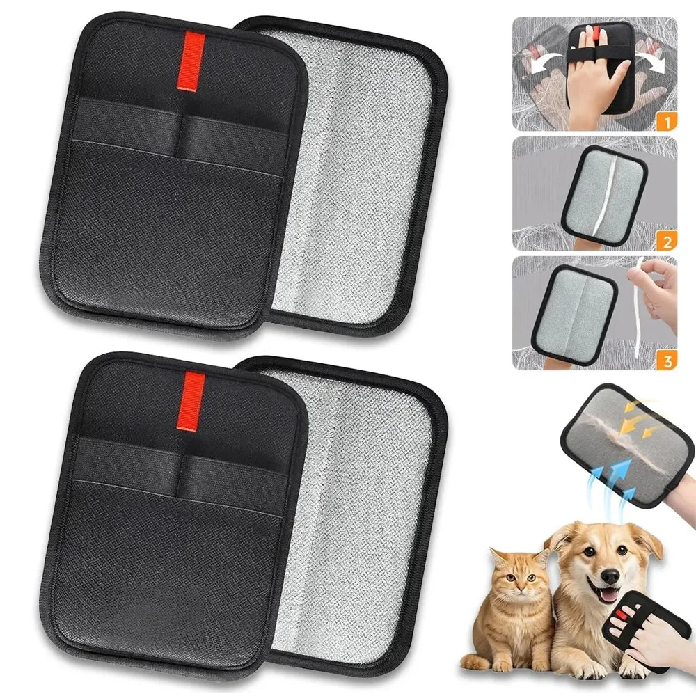 4Pcs Pet Hair Removal Gloves Reusable Electrostatic Cat Dog Hair Remover Grooming Gloves Brush Tool for Couch Carpet Car Seat Quake
