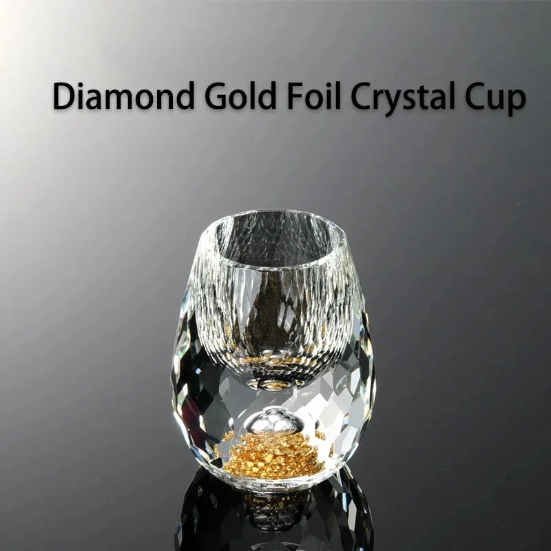 YWDL 1/2/4/6pcs Luxury Crystal Glass Vodka Sake Shochu Bar Liqueur Gold Foil Glass Tea Cup Gift Hard Liquor Wine Glasses 15ml Quake