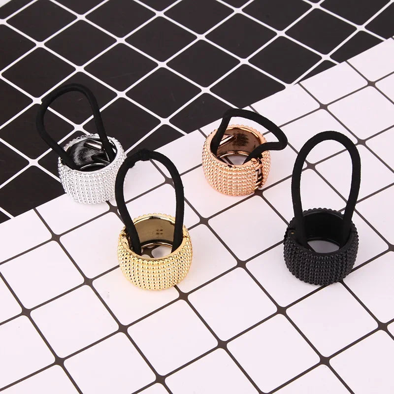 Women Vintage Ponytail Holder Buckle High Elastic Clip Hair Rope Fashion Simple Round Hair Ties Rings Headwear Hair Accessories Quake