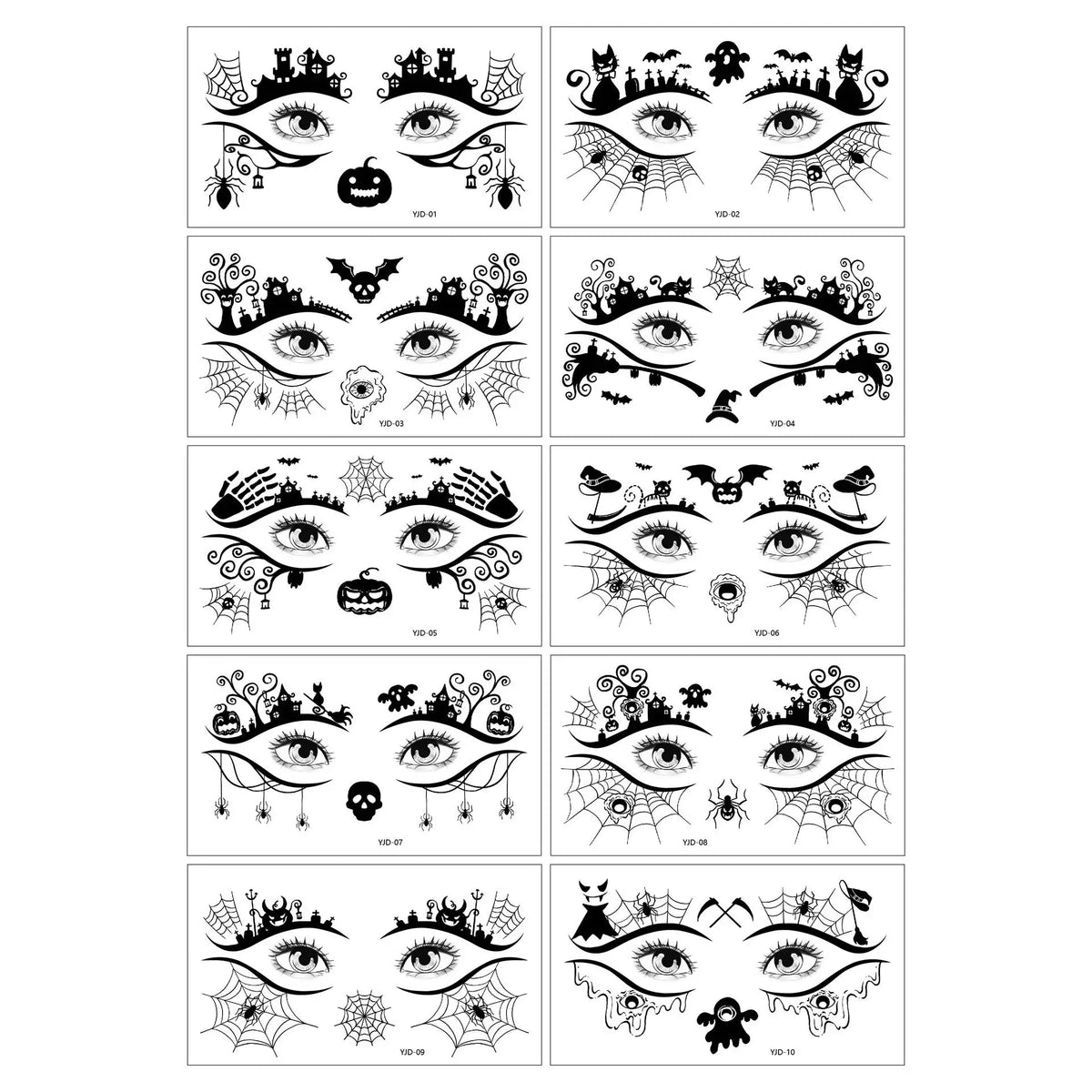 Halloween spider web Cartoon Tattoos Stickers Temporary Bloodstain Wound Costume Festival Celebration Make Up Arm Face Tattoo Quake YJD