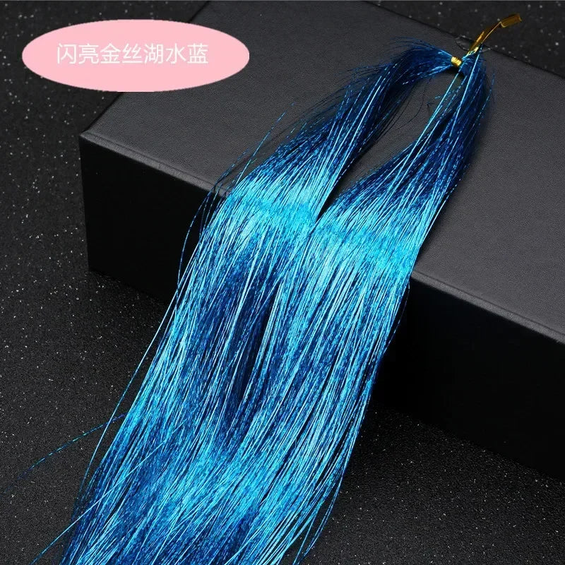 93cm/100cm Holographic Hair Extensions Accessories Glitter Hair Tinsel Sparkle Shiny 120 Strands Bling Twinkle Hair Extensions Quake No 15 93 cm