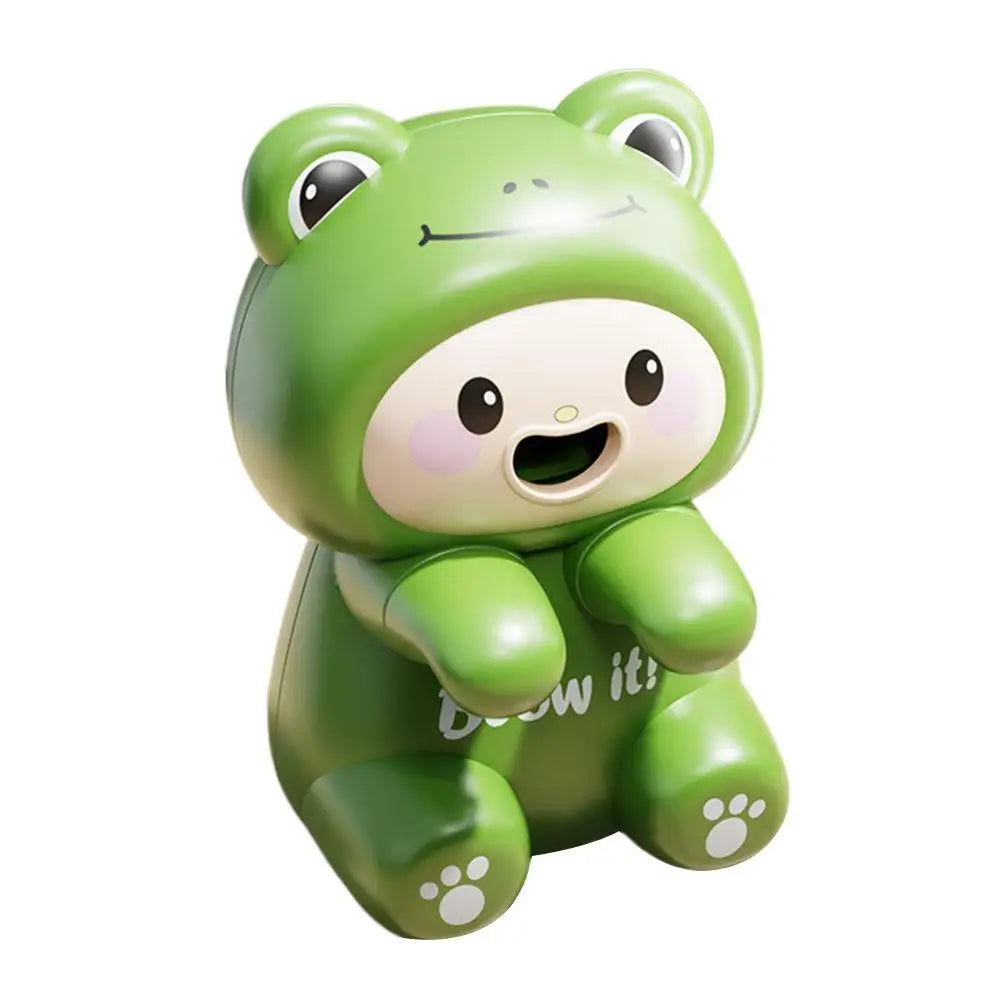Portable Cup Clip Fan Cartoon Animal Food Cooling Fan with Lanyard for Hot Drinks Porridge Office Desk Home Dining Quake Green