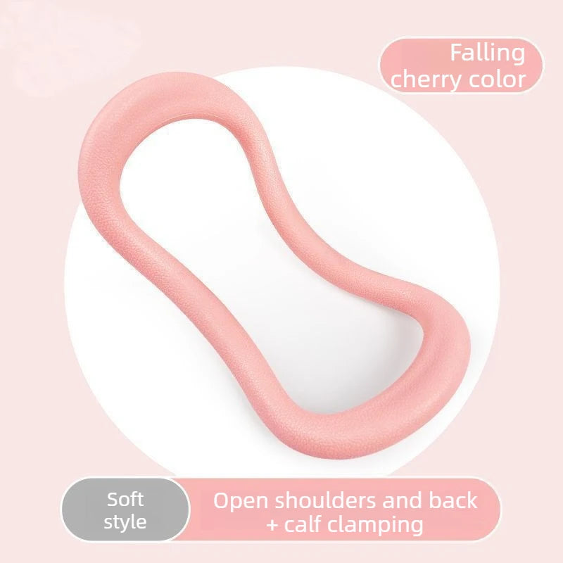 Pilates Soft Fascia Stretch Ring Open Shoulder Shape Back Yoga Ring Home Workout Muscle Relief Flexible Fitness Hoop Quake Pink