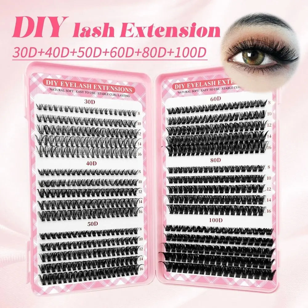 9-16mm Length False Eyelashes Natural Look Wispy Style DIY Lash Extension Kit Fluffy Clusters Volume Fans Fake Eyelash Quake