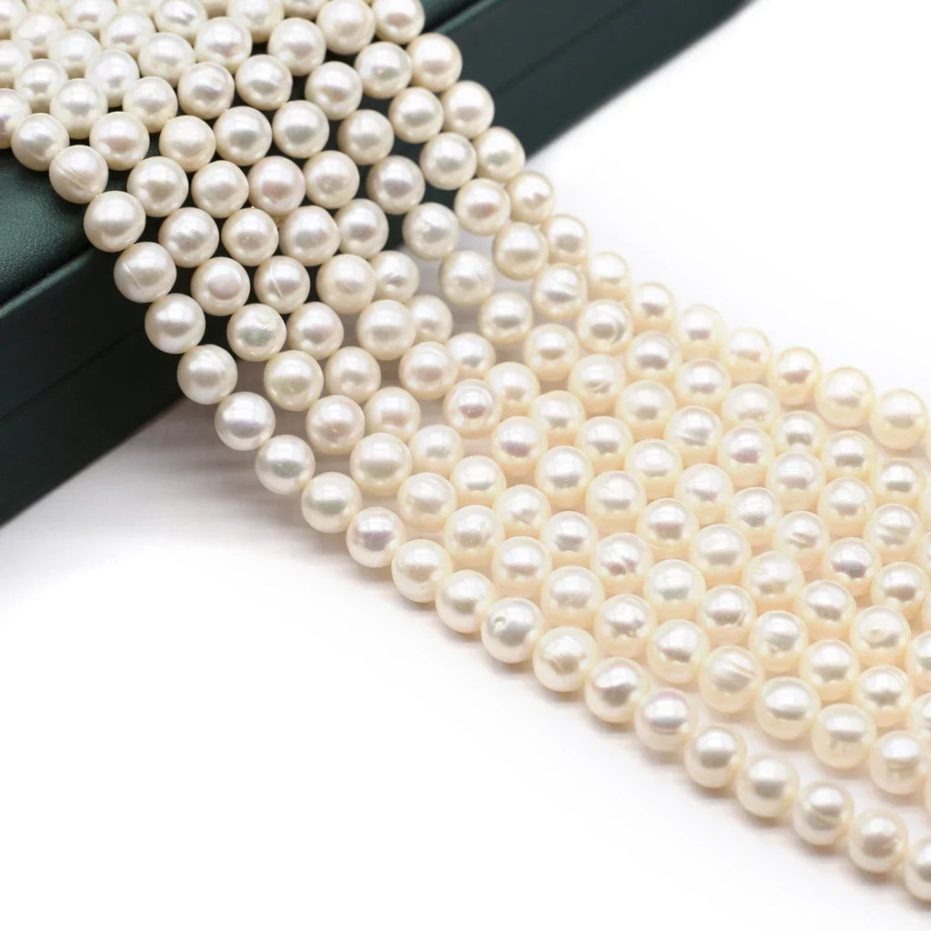 Natural Freshwater White Pearl Round Isolation Beads 8-9mm For Jewelry Making DIY Bracelet Earrings Necklace Accessory Quake