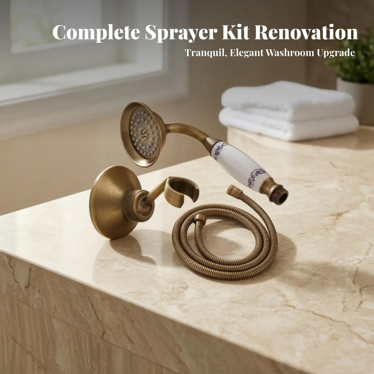 Vintage Toilet Bidet Sprayer Handheld Rinser Antique Bronze with Wall Mounted Holder Flexible Hose for Bathroom Kit Quake