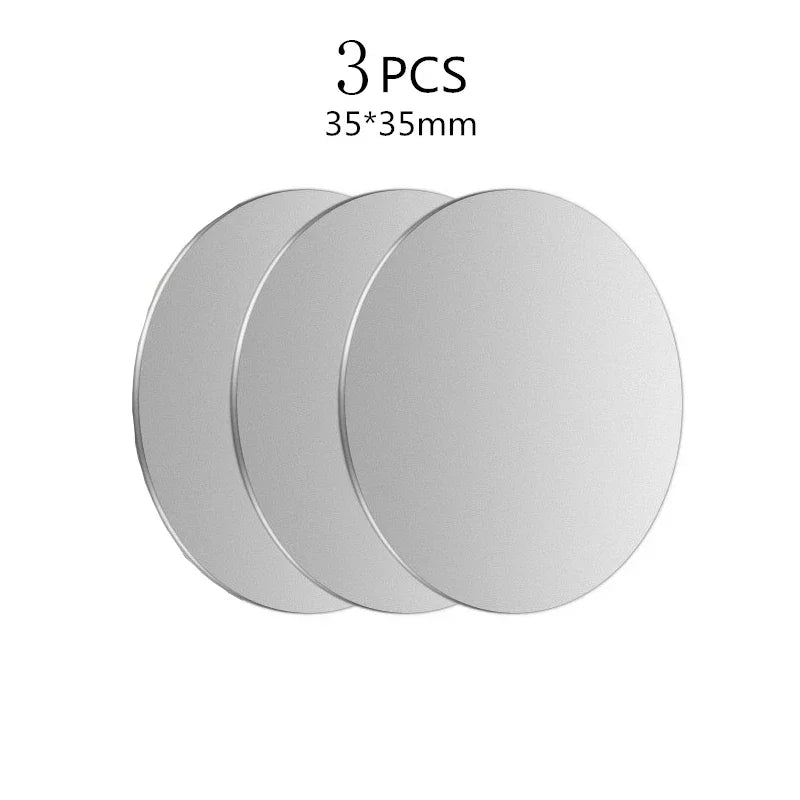 Self-adhesive Iron Sheet Sticker Metal Plate for Magnetic Car Phone Holder 1/3/5PCS Magnet Mobile Phone Stand Mount For iPhone Quake 3PCS silver 35mm