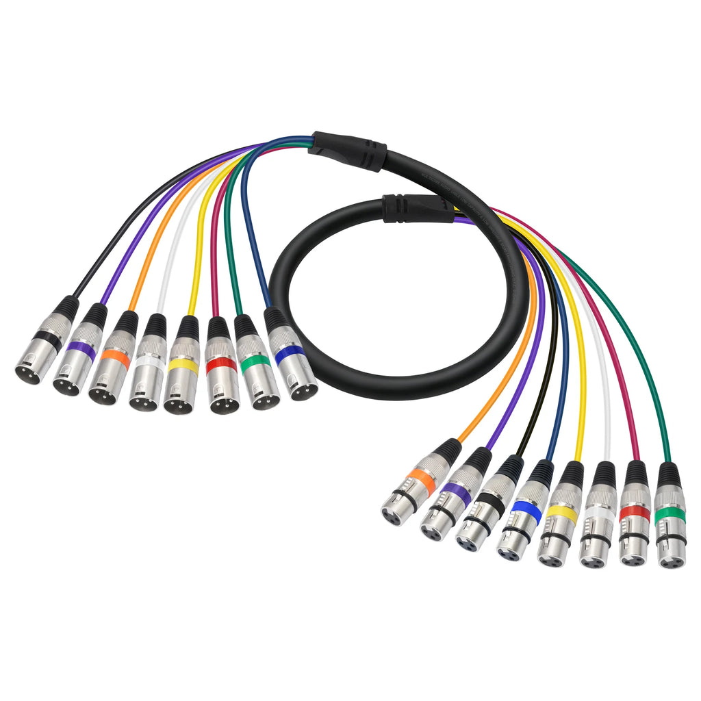 8-Channel XLR Male to Female Snake Cable 3-Pin Balanced Audio Cord for Mixer Stage Box Live Sound Recording Studio Quake
